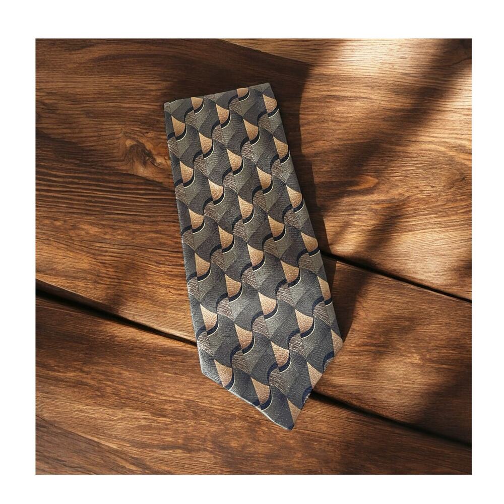 J FERRAR MENS TIE BLACK GRAY BROWN 4 X 59